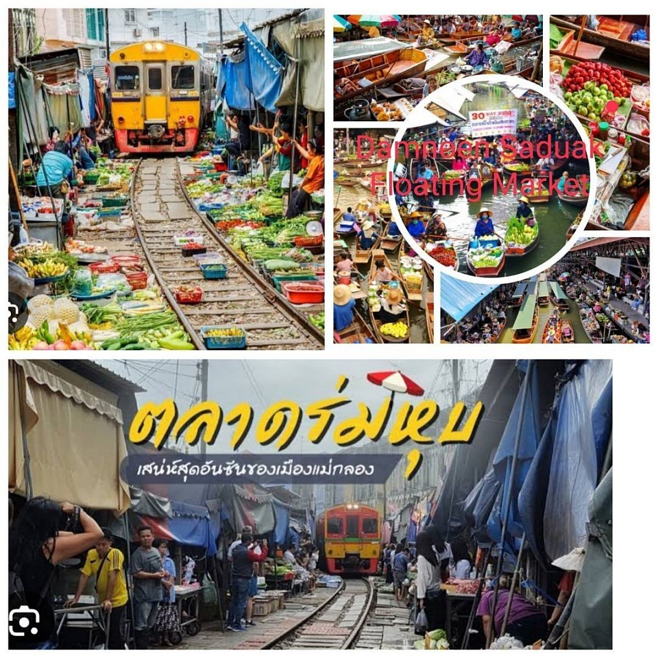 Van rental service with driver for sightseeing at Maeklong Railway Market and Damnoen Saduak Floating Market